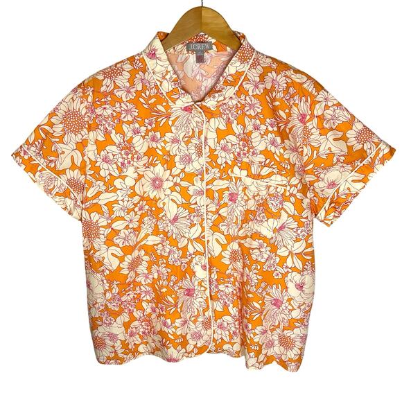 J. CREW Women’s Short Sleeved Poplin PJ set orange floral size xxl - Picture 3 of 7